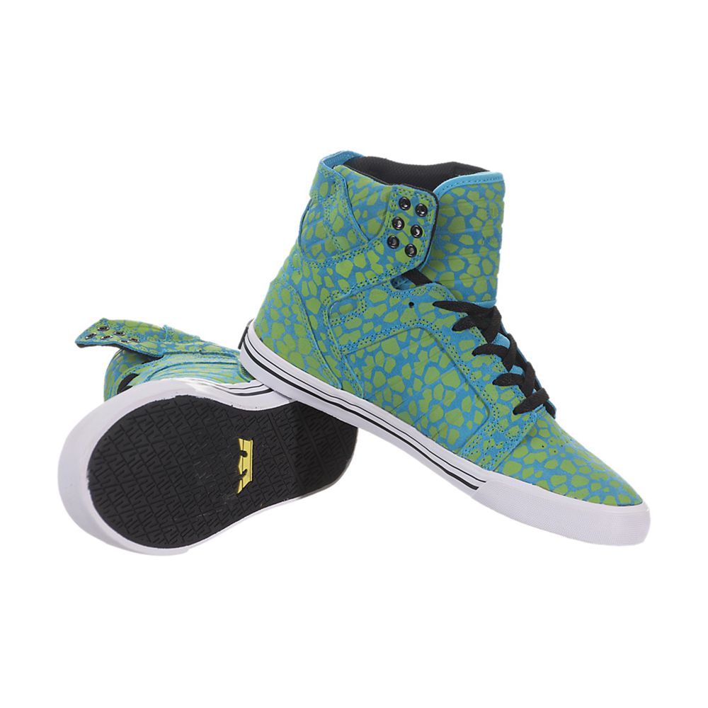 Baskets Montantes Supra SkyTop Turquoise Turquoise/Yellow-White Femme | QUU-64562698